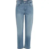 Ichi IHTWIGGY RAVEN Damen Jeans Denim Hose mit Stretch gerader Schnitt Crop Länge
