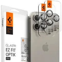 Spigen Optik Pro EZ Fit Lens Protector - Kameralinsenschutz (2er-Pack) für das Apple iPhone 16 Pro (Max) / 15 Pro (Max) - Natural Titanium