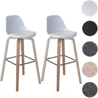 Mendler 2er-Set Barhocker HWC-A89, Barstuhl Tresenhocker mit Lehne Kunstleder, weiß
