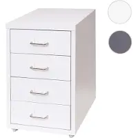 Mendler Rollcontainer Boston T851, Schubladenschrank Stahlschrank Büroschrank, 48x28x41cm 4 Schubladen ~ weiß