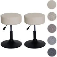 Mendler 2er-Set Hocker HWC-C22, Sitzhocker Schminkhocker, höhenverstellbar drehbar Ř 37cm Stoff Bouclé 450g/ 108888