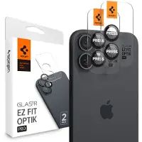Spigen Optik Pro EZ Fit Lens Protector - Kameralinsenschutz (2er-Pack) für das Apple iPhone 17 / 16 / 16 Plus - Black