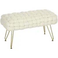 HOMCOM Sitzhocker-76L x 38B x 41,5H cm-Cremeweiß | Gr.: onesize