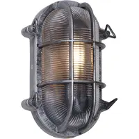 QAZQA Außenwandleuchte Silber Oval IP44 - Noutica