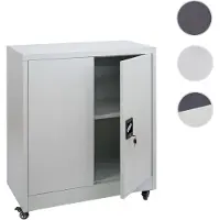 Mendler Aktenschrank HWC-O50, Büroschrank Stahlschrank mit Rollen, 2 Türen abschließbar, Stahl 98x80x40cm ~ hellgrau
