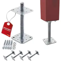 Sotech 4er Set Pfostenträger M24 110 x 110 x 250 mm Stahl Verzinkt Höhenverstellbar Witterungsbeständig