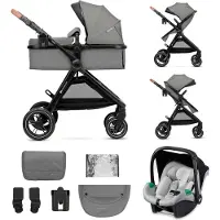 Kinderkraft ESME 2-in-1 Kinderwagen bis 25 kg, Travel System mit Adaptern, große gefederte TPE-Räder, komplett mit Zubehör, kompakt faltbar, Schwarz