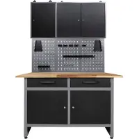 Ondis24 Werkstatt-Set 120 cm, mit Lochwandsystem inkl. Haken
