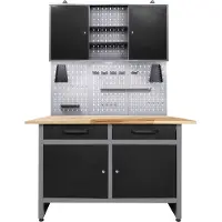 Ondis24 Werkstatt-Set "Werner" 120 cm, mit Lochwandsystem inkl. Haken, mit LED