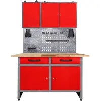 Ondis24 Werkstatt-Set 120 cm, mit Lochwandsystem inkl. Haken, mit LED
