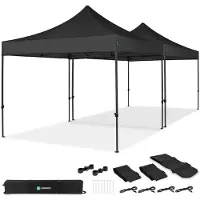 Vonroc Partyzelt – 6x3 m | Set inkl. 2x Partyzelten und 1x Verbindungskit - Schwarz
