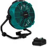 Vonroc Akkubetriebener Ventilator 20V – Hybride Akku- oder Netzstromversorgung | Inklusive Netzteil – Inklusive 4,0-Ah-Akku und Schnellladegerät