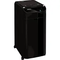 Fellowes Aktenvernichter AutoMax 450C, Vollautomatik, Partikelschnitt 4 x 38 mm, P-4, 68 l, 450 Blatt Schnittleistung, mobil, schwarz