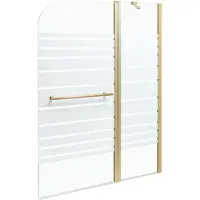 Beliani Badewannenaufsatz Gold Sicherheitsglas u. Aluminiumprofil 140 Hoch 120 cm Breit 2-Teilig mit Schwingtür Griff Festteil Modern für Badezimmer