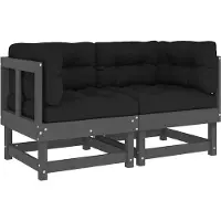 vidaXL Ecksofas mit Kissen 2 Stk. Grau Massivholz Kiefer