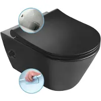 Sapho AVVA CLEANWASH Hänge-WC, mit Armatur und Bidetbrause, Rimless,35,5x53cm, Schwarz matt