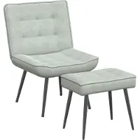 vidaXL Relaxsessel mit Hocker Hellgrau Samt