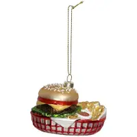 Kersten Christbaumschmuck 10cm Glas Hamburger Fast Food Handbemalt mit Glitzer Weihnachtsbaum Anhänger Weihnachten Christbaumanhänger Weihnachtsbaumschmuck