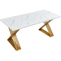 En.casa Esstisch 'Hujaari' für 6 Personen 180 x 80 x 75 cm Marmoroptik, weiß / Gold