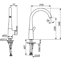 Hansa Spültisch-Einhebelmischer HANSADESIGNO Style seitenbedient, Ausl. 219mm, bron geb.
