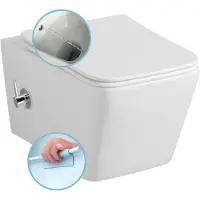 Sapho PORTO CLEANWASH Hänge-WC, mit Armatur und Bidetdusche, Rimless,36x52cm, Weiß