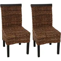 Mendler Esszimmerstuhl Acireale, Korbgeflecht (2er-Set) dunkel, ohne Kissen