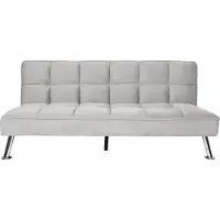 Mendler Sofa HWC-K21, Klappsofa Couch Schlafsofa, Nosagfederung Schlaffunktion Liegefläche 181x107cm Samt, grau