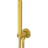 Steinberg Serie 100 Handbrausengarnitur mit integriertem Brauseanschlussbogen, Stabhandbrause, 1001670BG, Farbe: Brushed Gold