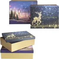 Idena Geschenkboxen Weihnachten schwarz/gold L: 34x10x27cm, M: 31x9x24,5cm 2 Stück