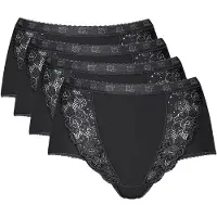 Sloggi Maxislip "Chic" 4er Pack, elastische Spitzeneinsätze, feminin, Baumwollmix, elastisch