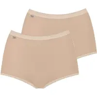 Sloggi Maxislip "Basic+" 2er Pack, perfekter Sitz, Baumwollmix, elastisch, weiche Nähte