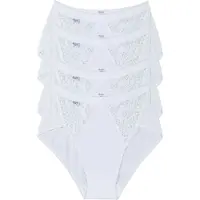 Sloggi Midislip "Chic" 4er Pack, elastische Spitzeneinsätze, weiche Nähte, Baumwoll-Mix, feminin