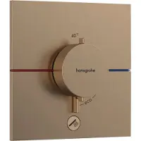 Hansgrohe ShowerSelect Comfort E Thermostat, Unterputz, 1 Verbraucher, ein zusätzlicher Abgang, eckige Rosette, 15575140, Farbe: Brushed Bronze