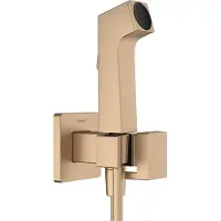 Hansgrohe Bidette Handbrause 1jet E EcoSmart für Warmwasser mit Brausehalter und Brauseschlauch 125 cm, Brushed Bronze