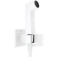 Hansgrohe Bidette Handbrause 1-jet E EcoSmart für Warmwasser, mit Brausehalter und Brauseschlauch, 29233700, Farbe: Mattweiß