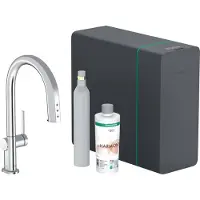Hansgrohe Aqittura M91 Filtersystem 210, Ausziehauslauf, 1jet, sBox, Starter Set, SodaSystem