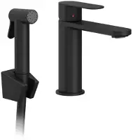 Ravak chrome ii - wastafelkraan met bidetdouche, zwart