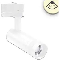 ISOLED 3-PH Schienen-Strahler fokussierbar, 8W, 20°-55°, weiss matt, 3000K, dimmbar