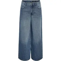 Noisy May Damen Kettie Weite Bein Jeans Medium Blue Denim