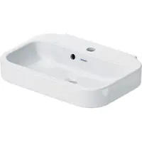Duravit Handwaschbecken HAPPY D.2 mit Überlauf, Hahnlochbank, 500 x 360 mm, 1 Hahnloch weiß