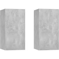 vidaXL | Wand TV Schrank | 2 pcs Betongrau 30,5 x 30 x 60 cm Holzwerkstoff