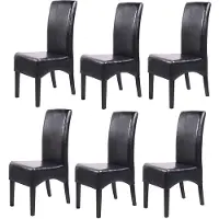 Mendler 6er-Set Esszimmerstuhl Küchenstuhl Stuhl Crotone, LEDER schwarz, dunkle Beine