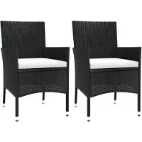 vidaXL Gartenstühle mit Kissen 2 Stk. Schwarz Poly Rattan