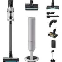Samsung Bespoke AI Jet CompleteClean mit All-in-One Clean Station, 770 W Motorleistung, Pebble Gray, 2-in-1-Stabstaubsauger, Beutellos, Grau, 0,5 l, Pebble Gray, Trocken