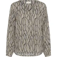 Kaffe Langarm-Bluse Regular fit Grey/Black Graphic Simili grey