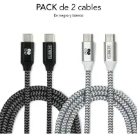 Subblim Pack 2 Cables Usb Tipo Usb-C A Usb-C 1 M Black/Silver