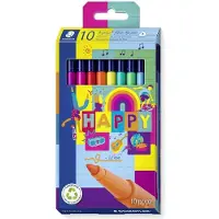 Staedtler Fasermaler triplus color HAPPY, 10er Kartonetui Strichstärke: 1,0 mm, dreieckig, druckgesicherte Sp