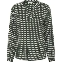 Kaffe Langarm-Bluse Regular fit Dark Green -Diamond Print green