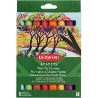 Derwent Twin Marker Twin-Tip Markers Mehrfarbig, 8 Stück