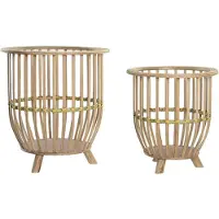 Sublime Market Connect Set of Planters 35 x 35 x 37 cm Natural Light brown Bamboo
